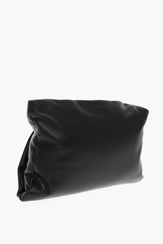 Solid Color Leather Maxi Clutch