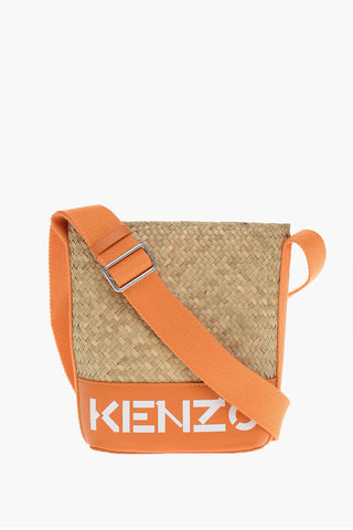 Braided Fabric Bag with Faux Leather Trims