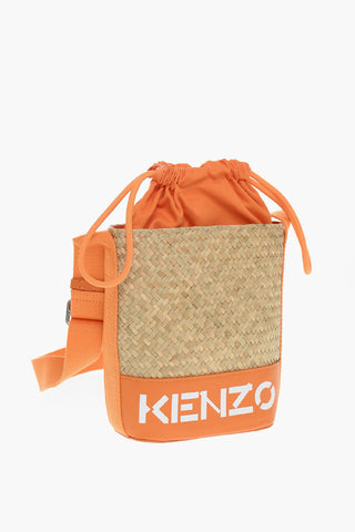 Braided Fabric Bag with Faux Leather Trims