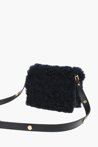 Real Fur Shoulder Bag with Golden Details