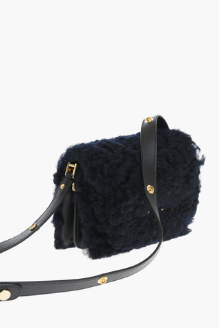 Real Fur Shoulder Bag with Golden Details