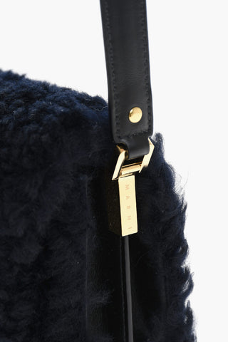 Real Fur Shoulder Bag with Golden Details