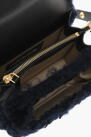Real Fur Shoulder Bag with Golden Details