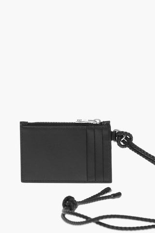 Leather Neck Card Holder with Skull Print