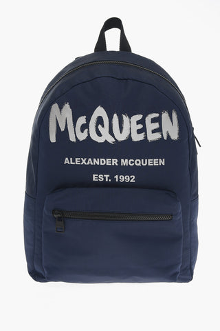 Solid Color Backpack with Printed Contrasting Logo