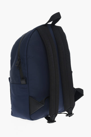 Solid Color Backpack with Printed Contrasting Logo