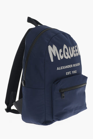 Solid Color Backpack with Printed Contrasting Logo