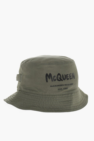 Solid Color Bucket Hat with Printed Logo