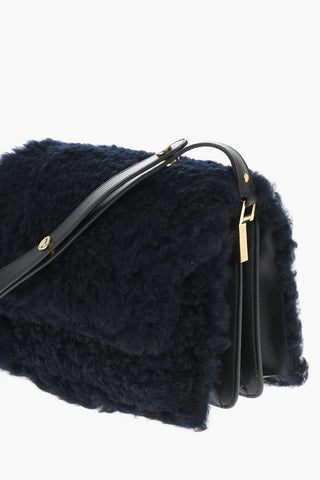 Real Fur Shoulder Bag with Golden Details