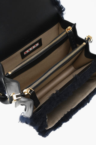 Real Fur Shoulder Bag with Golden Details