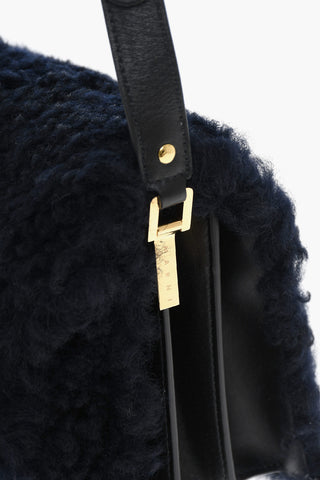 Real Fur Shoulder Bag with Golden Details