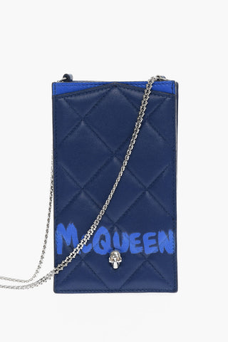 Quilted Leather Crossbody Bag with Silver Chain