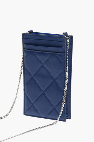 Quilted Leather Crossbody Bag with Silver Chain