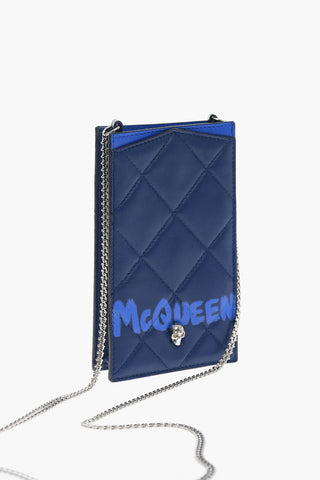 Quilted Leather Crossbody Bag with Silver Chain