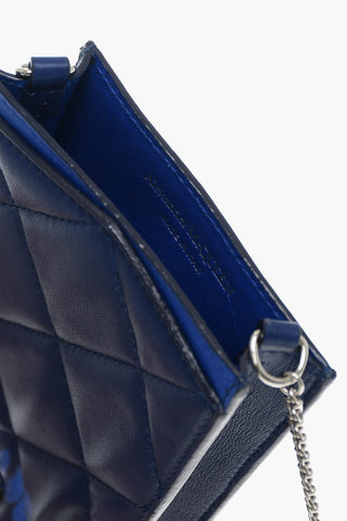 Quilted Leather Crossbody Bag with Silver Chain