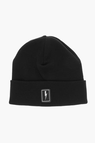Cotton and Silk ENAMEL BADGE Beanie with Patch Logo