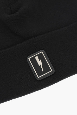 Cotton and Silk ENAMEL BADGE Beanie with Patch Logo
