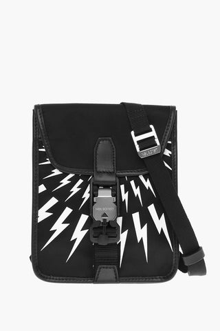 Borsa a Tracolla FAIR-ISLE THUNDERBOLT in Tinta Unita con Stampa a Contrasto e Rifiniture in Eco Pelle