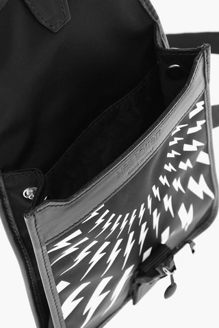 Borsa a Tracolla FAIR-ISLE THUNDERBOLT in Tinta Unita con Stampa a Contrasto e Rifiniture in Eco Pelle
