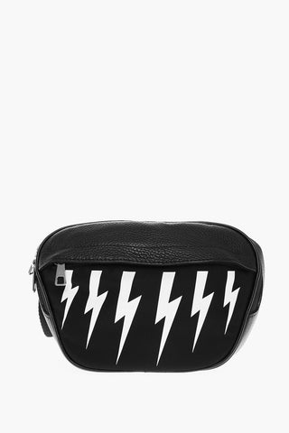 Technical Fabric CITY Bum Bag with Textured Leather Details