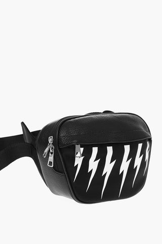 Technical Fabric CITY Bum Bag with Textured Leather Details