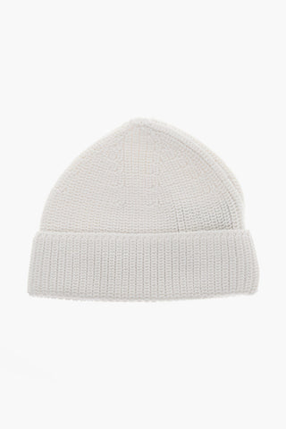 Beanie in Tinta Unita con Logo a Contrasto