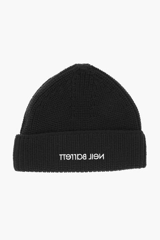 Beanie in Mista Lana con Logo 