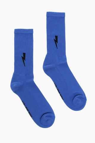 Cotton Blend Socks with Contrasting Logo