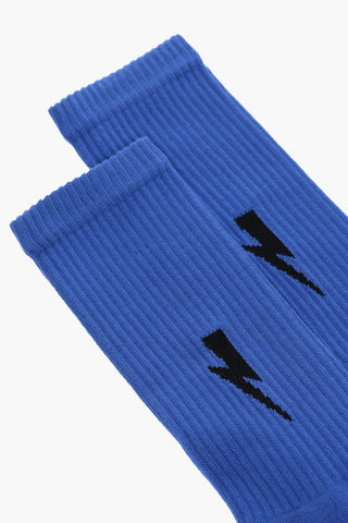 Cotton Blend Socks with Contrasting Logo