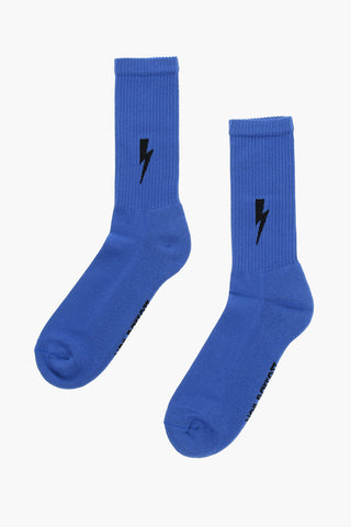 Cotton Blend Socks with Contrasting Logo
