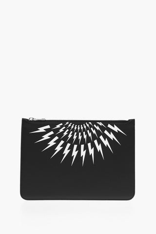 Pouch FAIR-ISLE THUNDERBOLT in Pelle con Chiusura Zip
