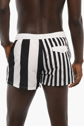 Striped BMBX-CAYBAY Swim Shorts with Logo Patches