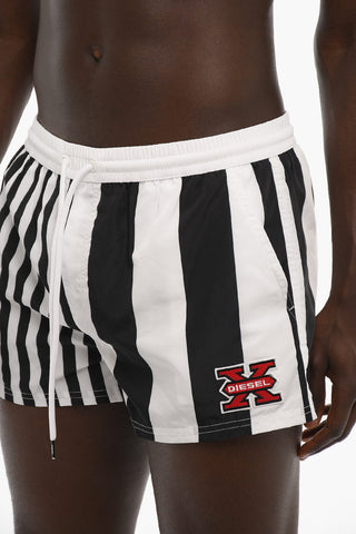 Striped BMBX-CAYBAY Swim Shorts with Logo Patches