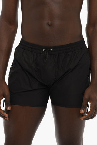 Solid Color Swim Shorts with Side Zip