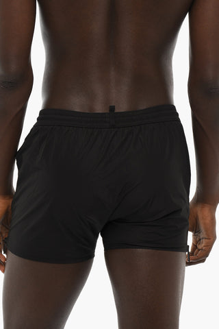 Solid Color Swim Shorts with Side Zip