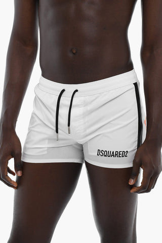 ICON Stretch Nylon Swim Shorts with Printed Contrasting Logo