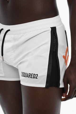 ICON Stretch Nylon Swim Shorts with Printed Contrasting Logo