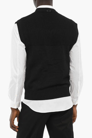 Ribbed Crew-neck Vest with Cut-Out Detail