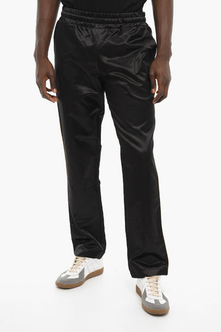 Lustrous Fabric Straight-leg Joggers with Ton-sur-ton Logo