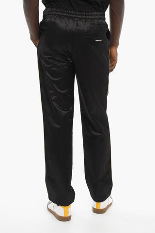 Lustrous Fabric Straight-leg Joggers with Ton-sur-ton Logo
