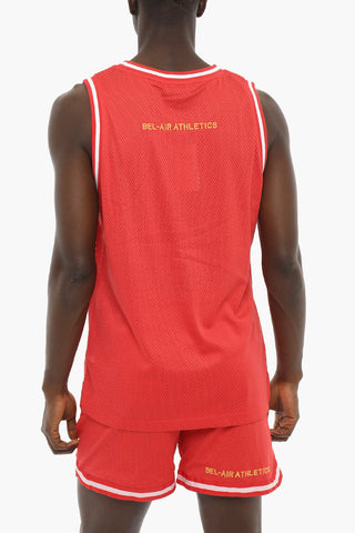 Logo Embroidered Perforated BASKETBALL Tank Top
