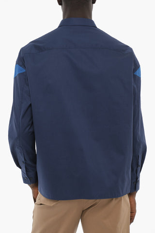 Camicia in Popeline di Cotone con Dettagli a Contrasto
