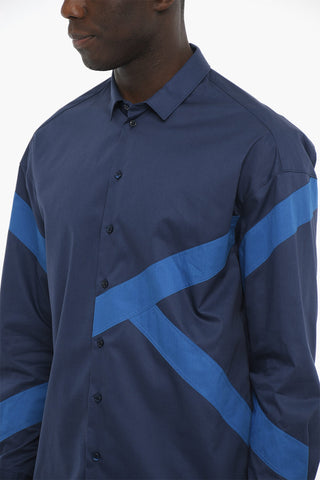 Camicia in Popeline di Cotone con Dettagli a Contrasto