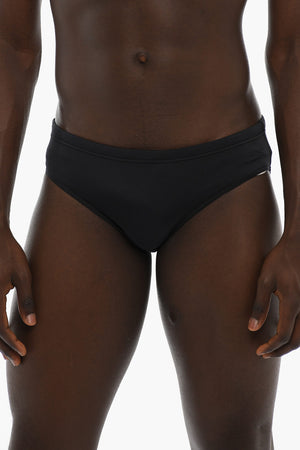 Einfarbiger Badeslip mit Logo-Print