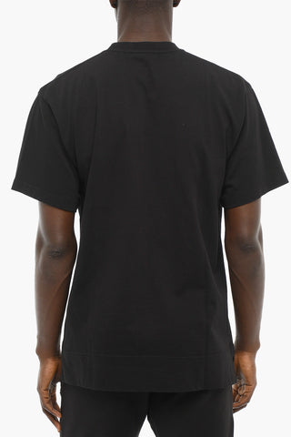 Solid Color ACADEMY Crew-Neck T-shirt with Logo-Embroidery