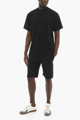Solid Color ACADEMY Crew-Neck T-shirt with Logo-Embroidery