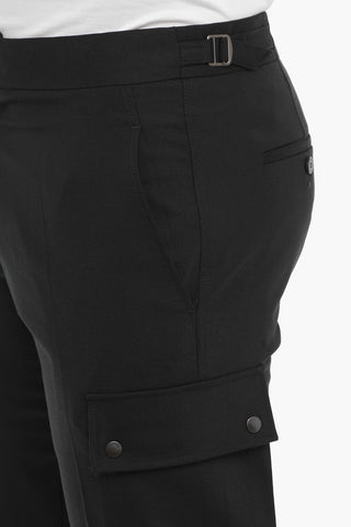Virgin Wool Blend Loose Fit Cargo Pants