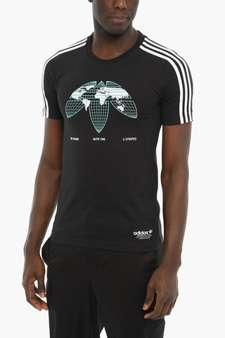 Embossed Logo UNITED Crew-Neck T-shirt with Contrasting Bands