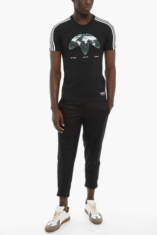 Embossed Logo UNITED Crew-Neck T-shirt with Contrasting Bands