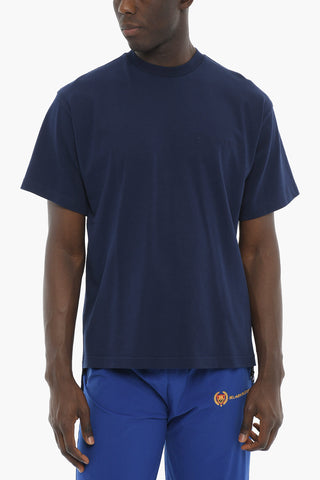 Asymmetrical Crewneck T-Shirt with Embroidered Logo